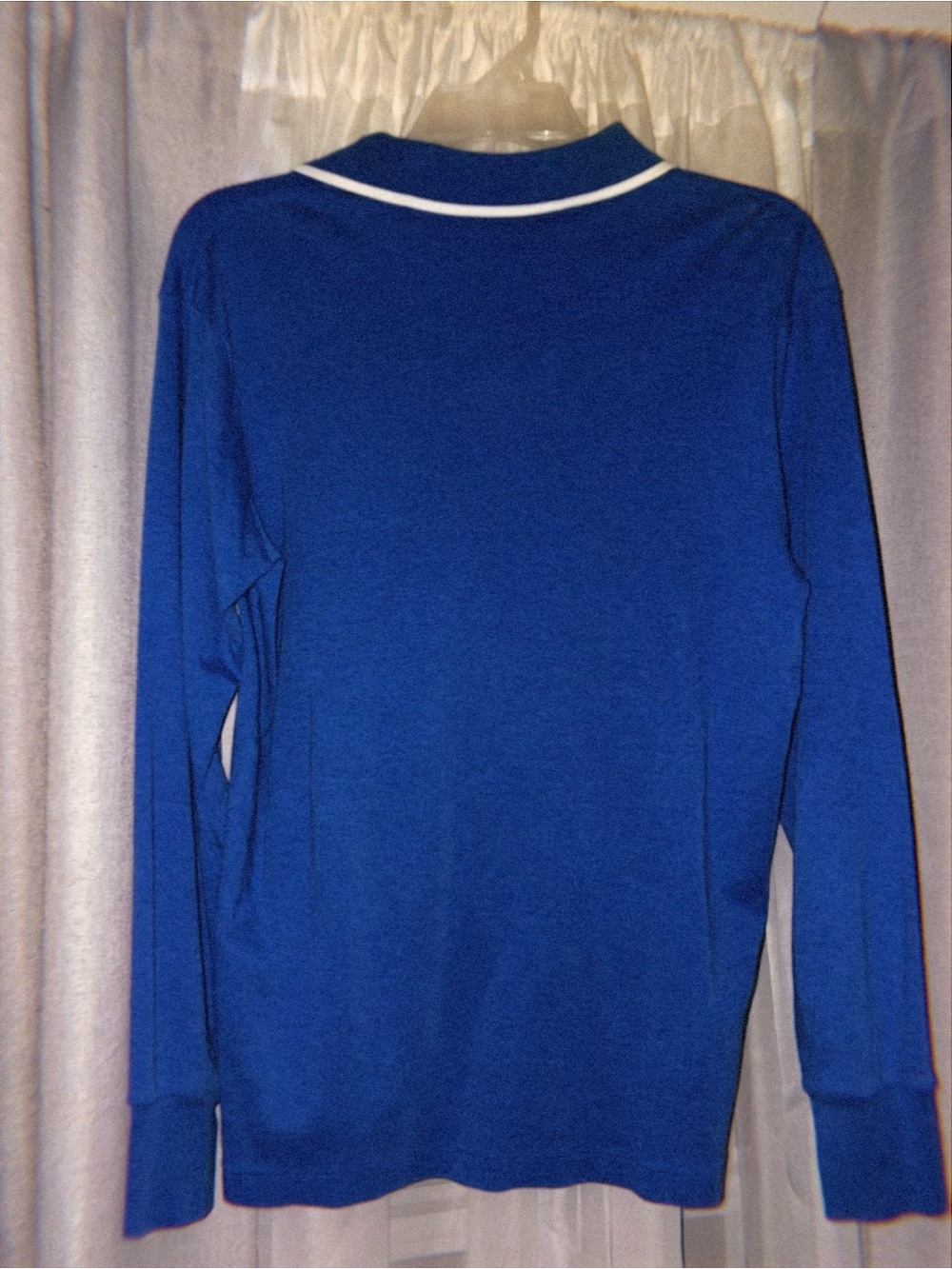 Men’s Long Sleeve Blue Sweater with Contrast Trim - Picture 2 of 3